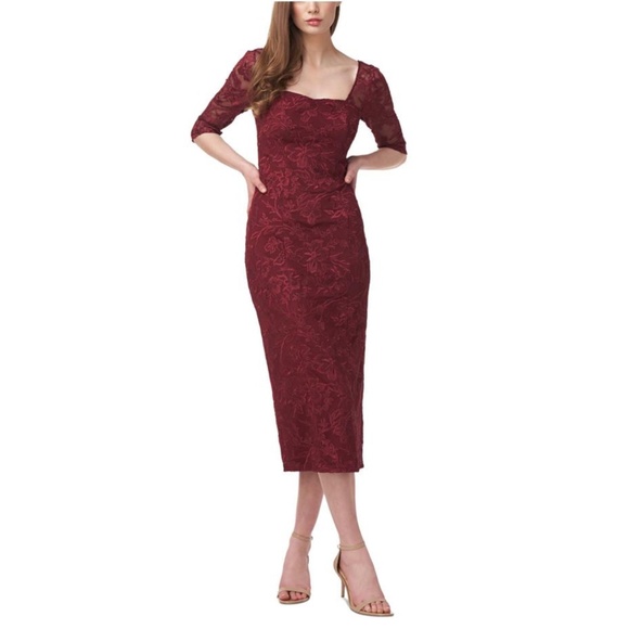 JS Collections | Dresses | Js Collection Embroidered Midi Cocktail Dress  Nwt | Poshmark